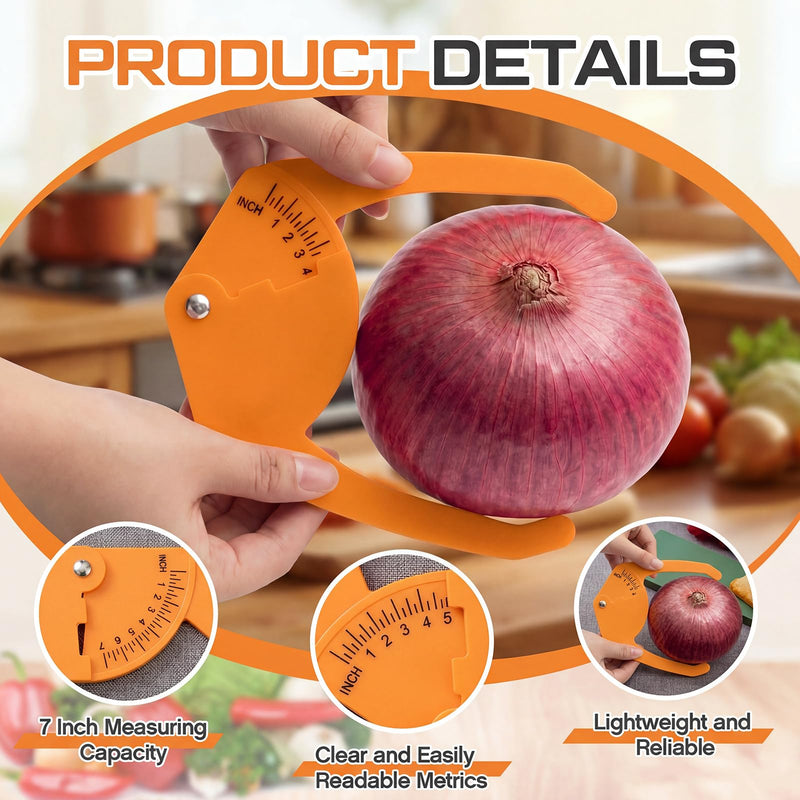 4 Pcs Plastic Pocket Caliper 7" Range Tree Caliper Measuring Tool for Onion, Fruit and Vegetable Diameter Measurement, 1/4 Inch Scale, Red, Easy to Read, Portable to Carry (Orange) 4 Orange