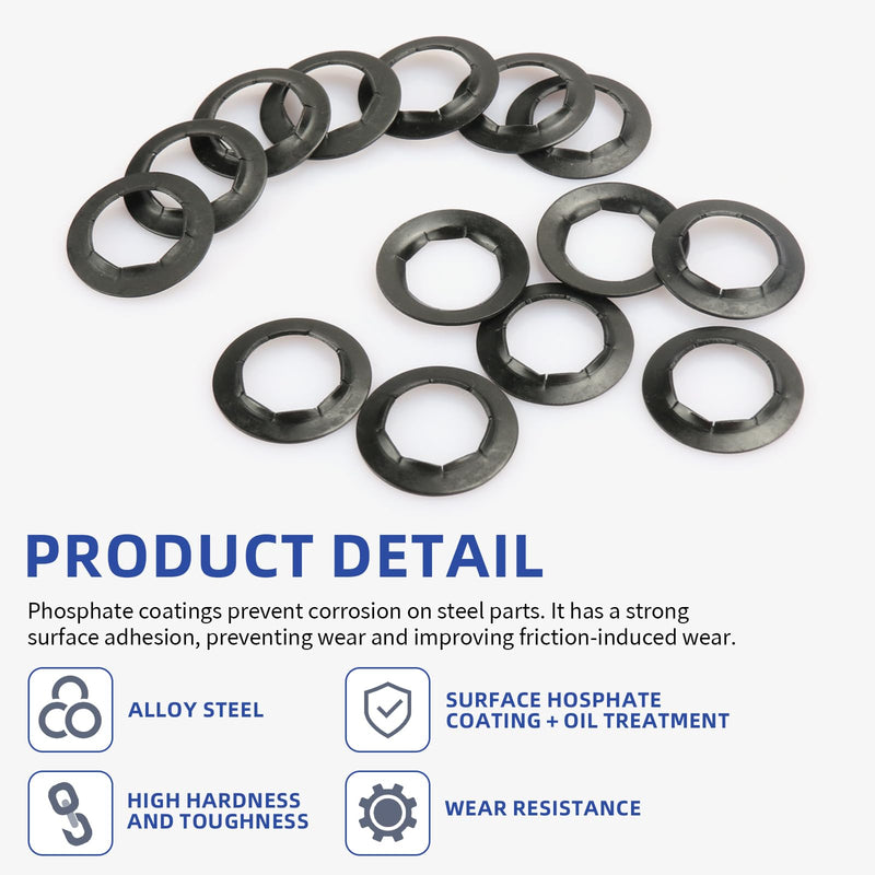 Dolly Wheel Lock Washer Replacement for Hard-to-Find Push-On Pushnuts, 5/8" Push Nut Locking Washer Fit for Hand Truck 5/8" Axle Rod Push, Phosphate + Oil, 14 Pcs.