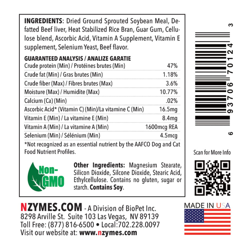 Nzymes® Antioxidant Tiny-Treats for Smaller Dogs Joints, Hips, Paralysis, Skin, Coat, Hair Loss, Aging, Digestion, Neurological, Seizures - Made in The USA 1 pack