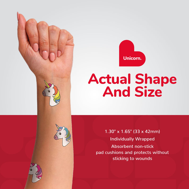 BioSwiss Bandages, Unicorn Shaped Self Adhesive Bandage, Latex Free Sterile Wound Care, Fun First Aid Kit Supplies for Kids, 24 Count 24 Count (Pack of 1)