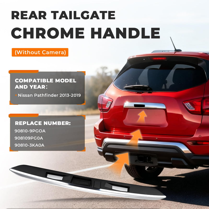 ACLONG Chrome Rear Tailgate Handle Garnish Finisher Molding Compatible with Nissan Pathfinder 2013-2019 Liftgate Handle Trim Replacement for 90810-9PG0A 90810-3KA0A