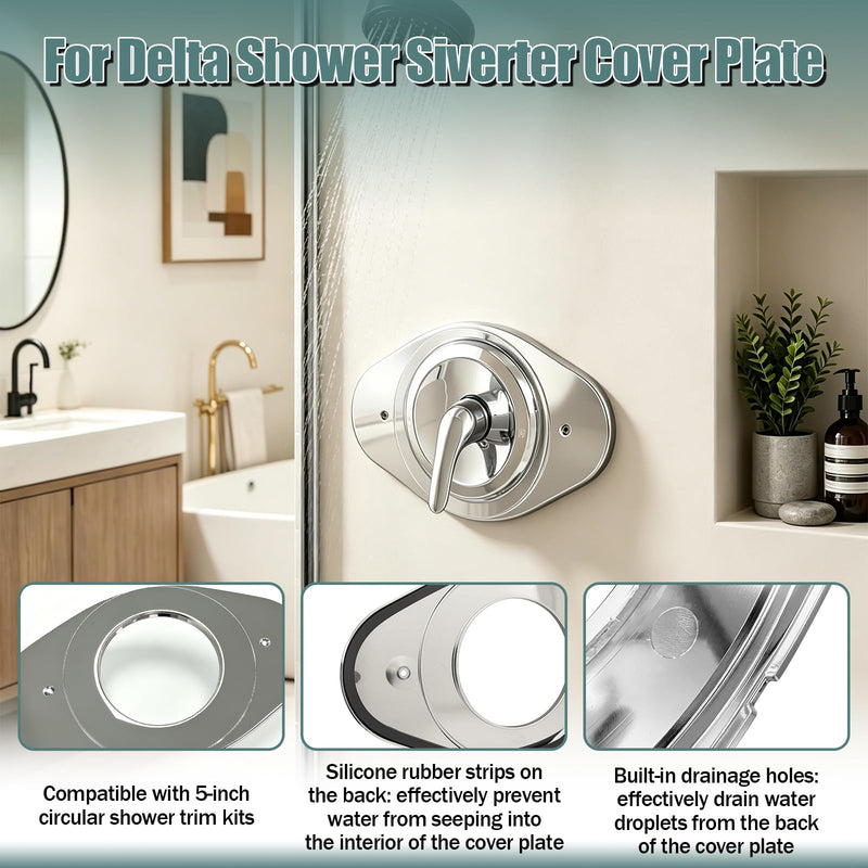 RP29827 One Hole Remodel Cover Plate for Moen and Delta Bathtub and Shower Valves, Renovation Shower Valves Cover Plate Replace 2 Handle or 3 Handle Shower - 2 Pack