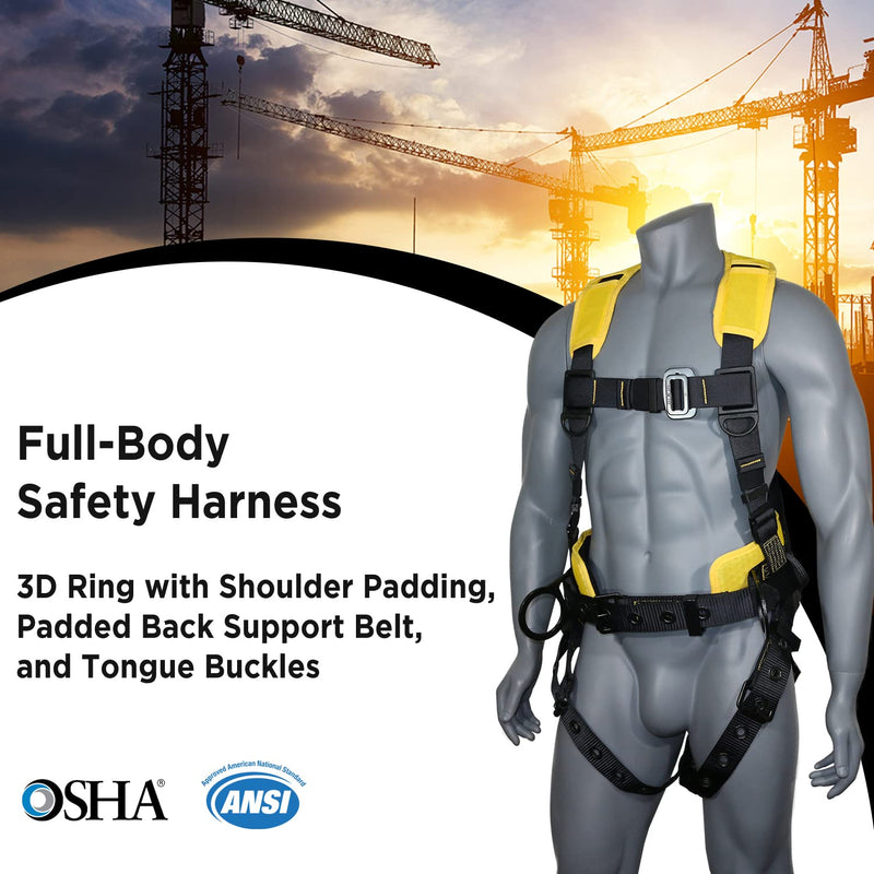 AFP Demon Fall Protection Comfortable Safety Harness (OSHA/ANSI PPE) Harness Only Yellow Small-Medium