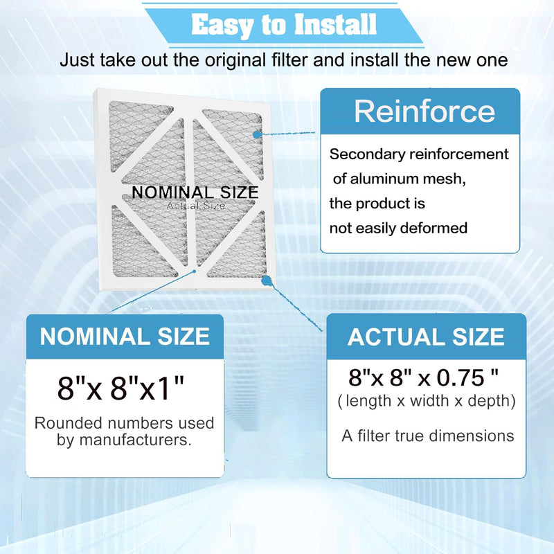 Upgraded 8x8x1 MERV 13 Furnace Replacement Filter, Household air conditioning and Air conditioning HVAC Filter Replacement,6 Pack
