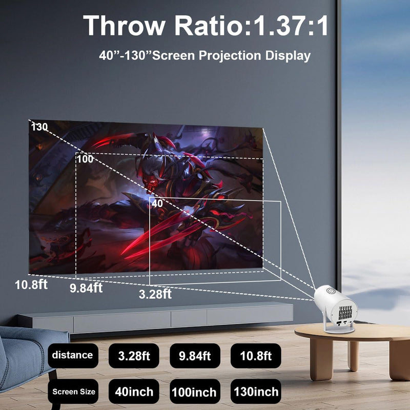 HY300 Mini Projector,Ceiling movie projector,Indoor mini projector，Manual focusing,Compatible with phone, TV Stick , HDMI, USB