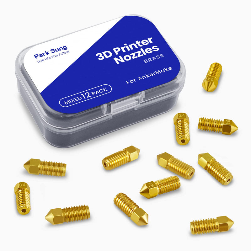 3D Printer Nozzles 12 pcs M5/M5C Nozzle, Park Sung Brass Nozzles with High Temperature Resistance Upgraded Fully Fit for AnkerMake M5/M5C Ender 3 V2 Ender 3/3 pro,0.2mm,0.4mm, 0.6mm, 0.8mm Nozzle Kit Mixed size 12 pack-brass - NewNest Australia