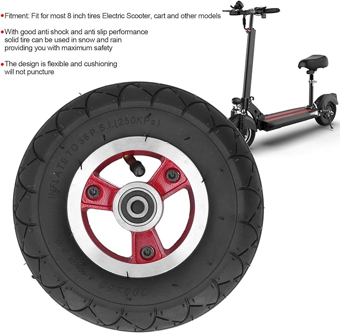 Electric Scooter Solid Wheel Electric Scooter Tire 200x50mm Solid Tire 8 Inch Explosion-proof Anti-Slip Electric Scooter Wheel (with Alloy Hub) - NewNest Australia