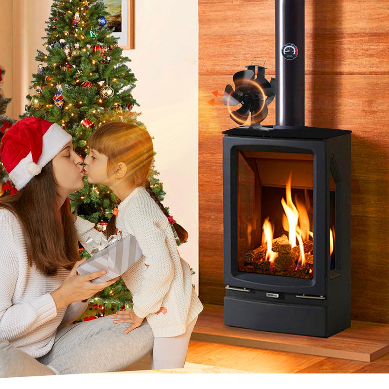 Tomersun Wood Stove Fan Heat Powered Fireplace Fan 5 Blades Stove Fans with Bracket Fixed on Stove, Camping Outdoor/Indoor Use Large