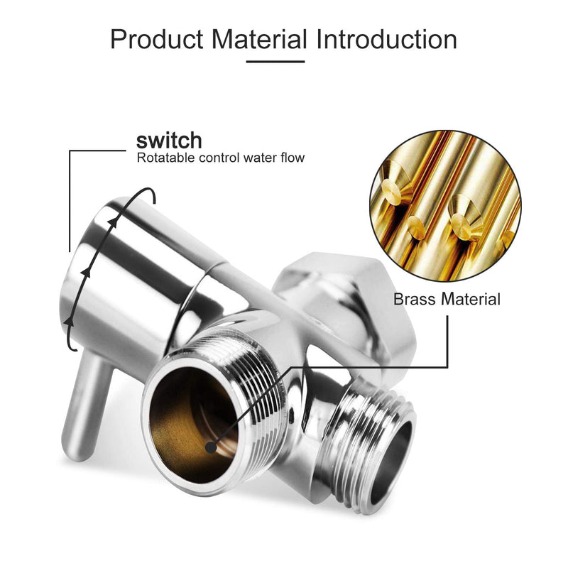 Bidet T Adapter with Shut-off Valve: 3 Way Brass T-valve for Bidet 7/8”X 7/8”X 1/2” - Tee Connector Leakproof Adjust Water Pressure Toilet Attachment Bathroom Installation Metal