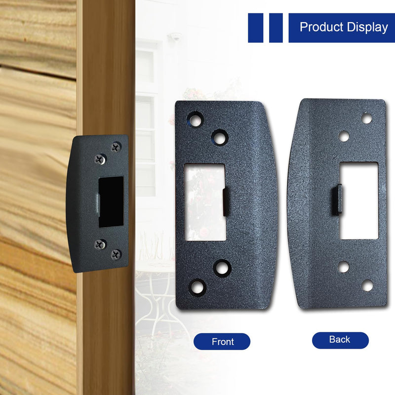 Door Strike Plate, Reinforced Enlarged Striker Plate with Large Hole, Heavy Duty,Oversized Striker to Repair Damaged Worn Frame/Slot/Jamb, Security Reinforcement Plate (Matte Black, 2 Pack) Matte Black