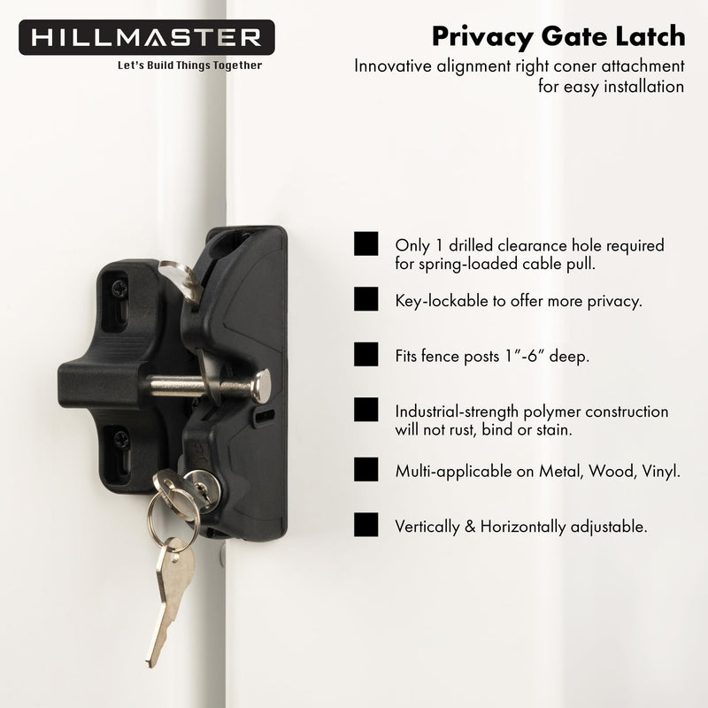 Key Lockable 2 Sided Gate Latch Key,Self Locking Gate Latch Gate Fence Lock for Outdoor Gates,Locking Gate Door Lock Fence Latch Gate Hardware for Metal,Wood,Vinyl Fence,Black Finish
