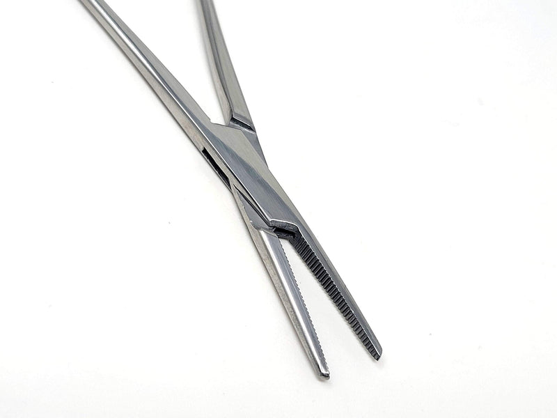 Mosquito Hemostat Locking Forceps 5" Straight with Full Serrated Jaws Ideal for Clamping, Fishing, Firefighters Nurses Doctors + More (Silver) Silver