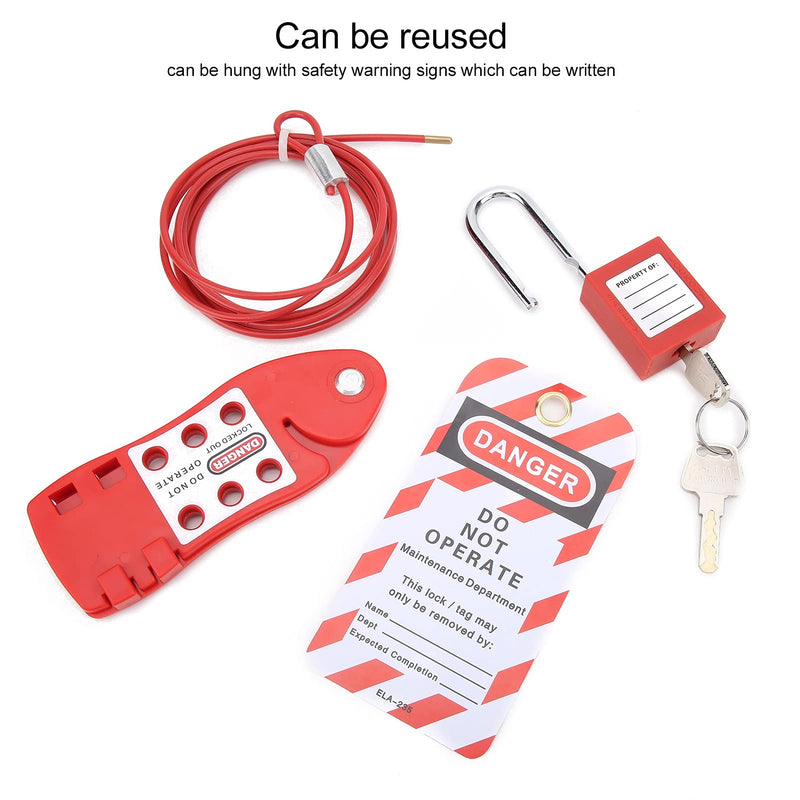 Cable Lockout Hasp, Fish Shaped Cable Lockout Hasp, Red Safety Padlock for Improving Maintenance Efficiency