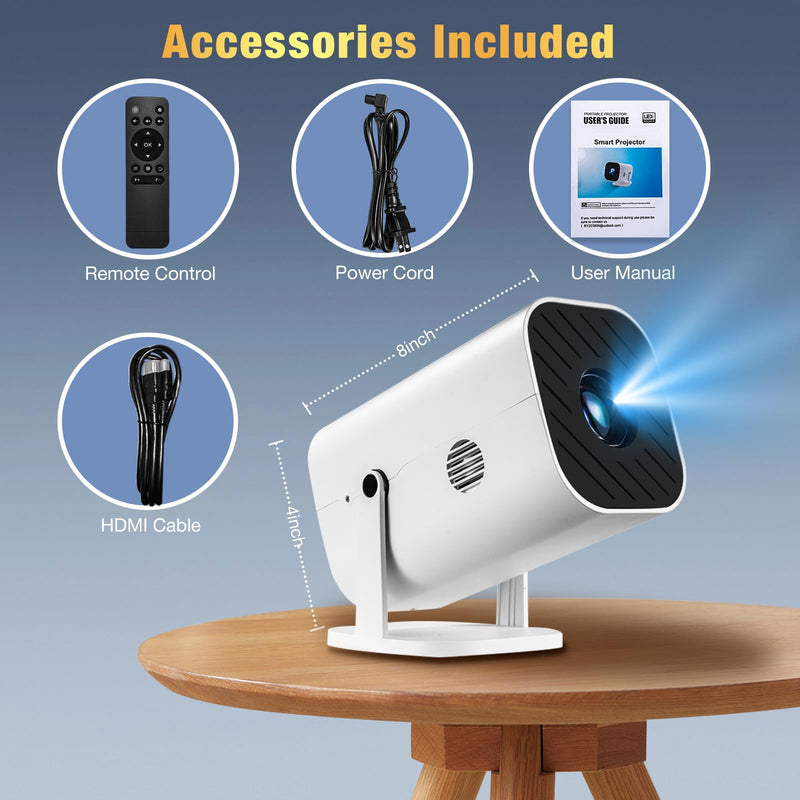 【Built-in APPS & Electric Focusing & 210° Rotation】Mini Projector With Wifi And Bluetooth, 1080P Portable Projector, Movie Projector for Bedroom, Supports Smartphones/TV Stick/iPad/PS5/Laptop/HDMI/USB With WIFI And APPS