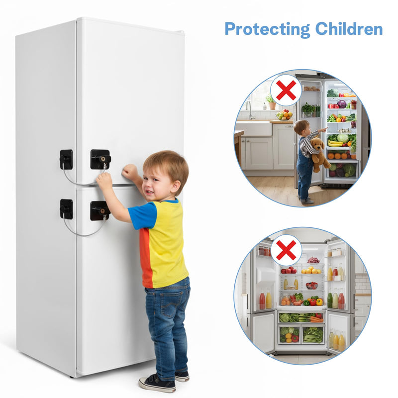 12 Pack Refrigerator Lock with Keys Heavy Duty Fridge Locks Child Safety Cabinet Locks Adhesive Baby Lock for Kitchen Drawer File Furniture Appliance Closet Window Door