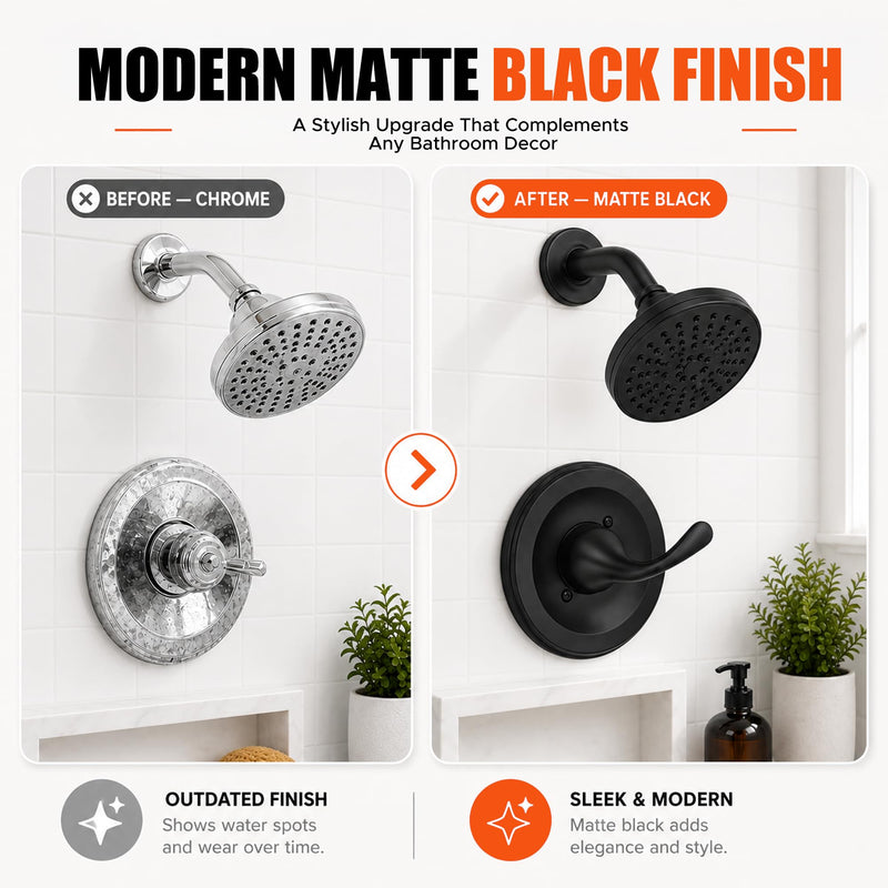 T13020 Shower Trim Kit, Matte Black Shower Valve Trim Kit