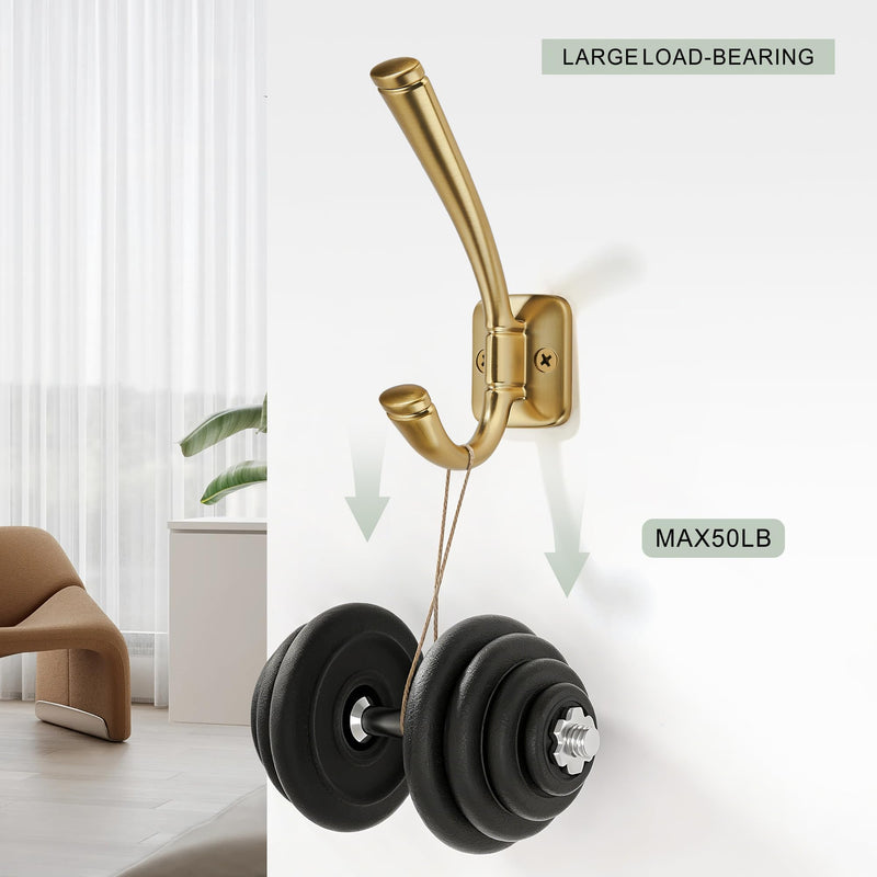 AVICCI 3 Pack Coat Hooks Champagne Bronze Coat Hooks,Heavy Duty Hooks wall Hook for Hanging Towel, for Wardrobe Bathroom Bedroom Furniture Hardware