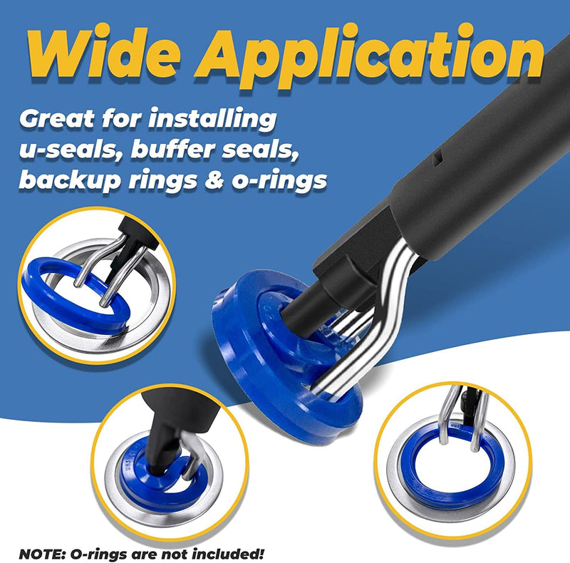 Seal Installation Tool, KZNANZN 4 Pack Hydraulic Cylinder Seal Kit for U-Cup Twistor Installation, Piston Rod Seal Install, O-Ring Twistor & Pick, Portable Seal Puller Tools Set Universal