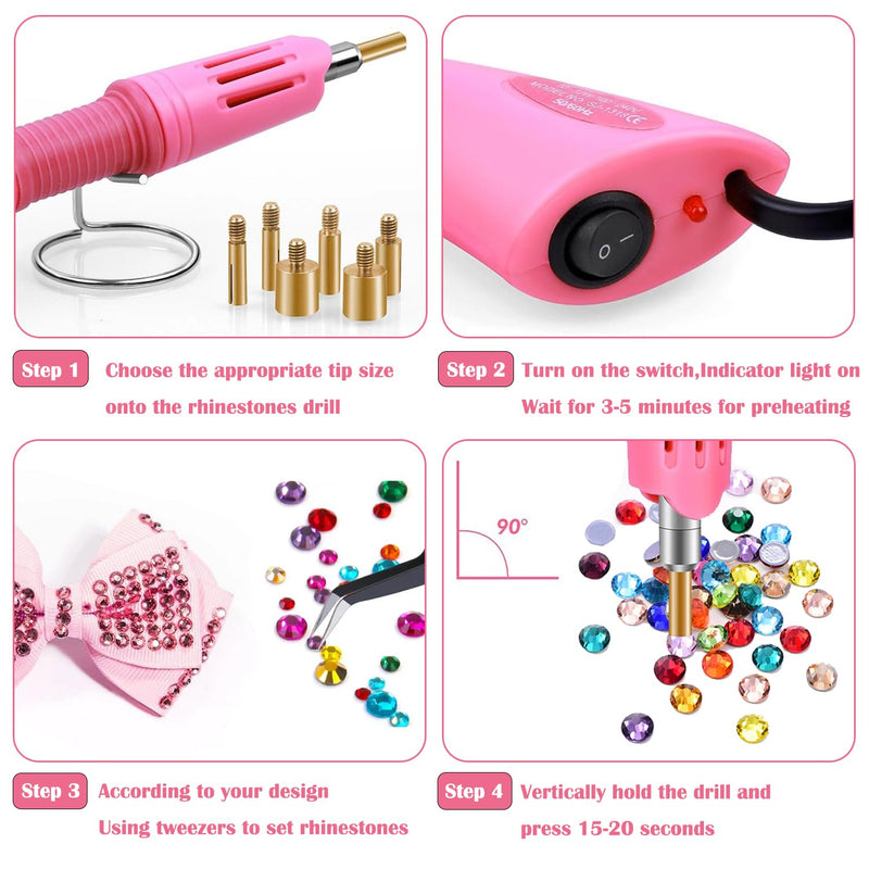 Hotfix Rhinestones Bedazzling Kit,Iron-on Hot Fix Applicator Setter Tool with Rhinestones,Hot Fixed Wand for Clothes Clothing Fabric Crafts,Crystal Crystal-Craystal AB