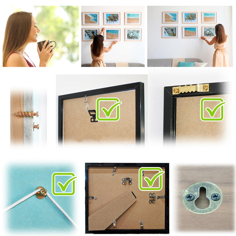 Bear Double Headed Claw Hanger Screws - Ideal for Picture Frames,Mirror,Art,Decor Hanging, for D-Rings, Sawtooth, Wire and Keyholes, Black 1/4 30