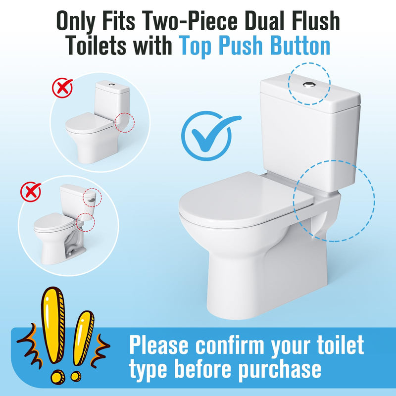2-Inch Dual Flush Valve & Fill Valve Replacement Kit for 2-Piece Toilets, Complete Toilet Repair Kit Inside Tank with Push Button, Gasket & Bolts, Compatible with Glacier Bay, Toto & American Standard 2 inch