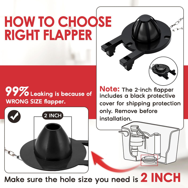 Universal Toilet Flush Valve Replacement Kit, Height Adjustable Fill Valve with Threaded Flow Control Knob, 2-Inch Black Flapper, Quiet Water-Saving Toilet Repair Kit Inside Tank BLACK 1