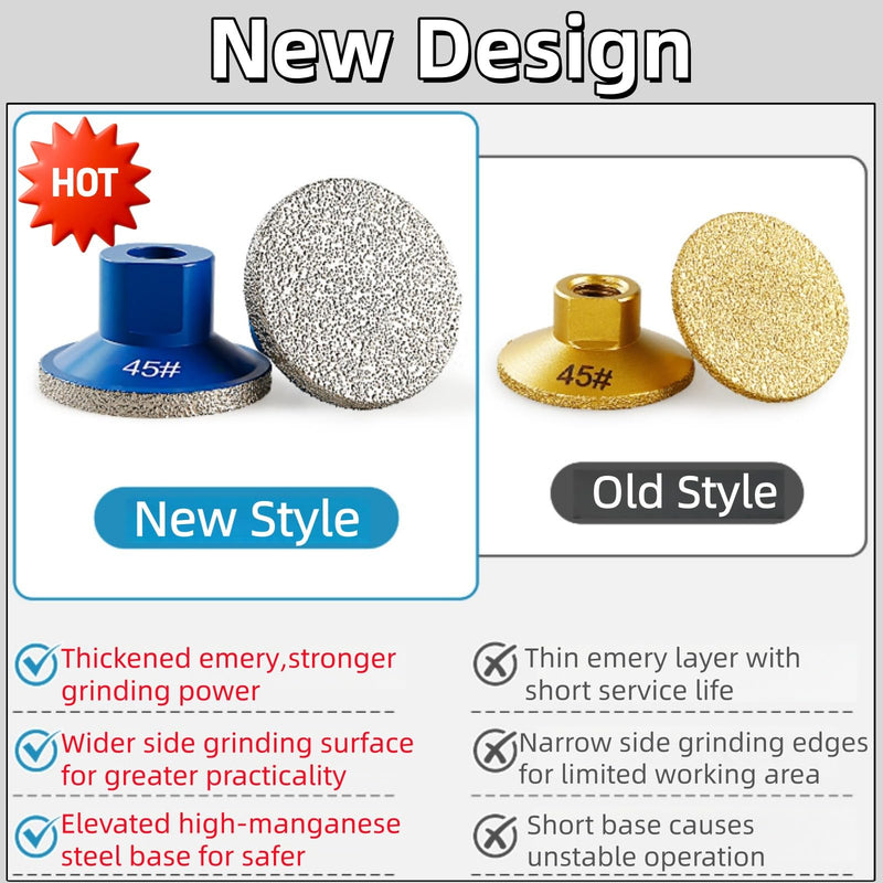 2inch 50mm Brazed Flat Grinding Wheel Diamond Grinding Disc Polishing Pads M10 Thread for Quartz Marble Granite Trimming 3Pcs 45/60/100 Grit