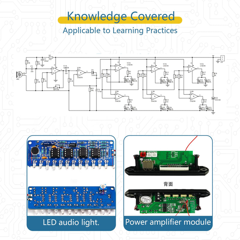 Compatible Speaker Kit Soldering Practice kit Voice-Activated Level Indicator Dual Channel Speaker for Soldering Project Transparent