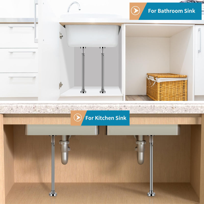 2 Pcs Undermount Sink Brackets Adjustable, Stainless Steel Sink Support Legs, Drill Free Sink Installation and Repair Kit System for Kitchen, Bathroom (19.7"-31.5")
