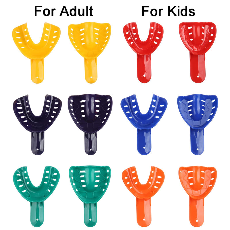 12pcs Dental Impression Trays Perforated Silicone Plastic Autoclavable for Adult and Children Oral Tools