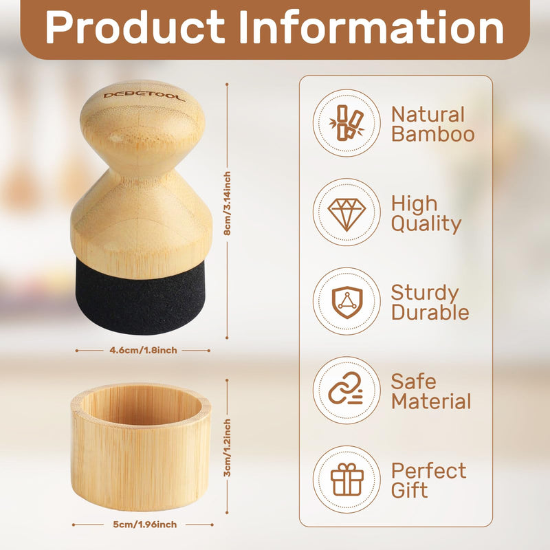 Cutting Board Oil & Wax Applicator with Lid, Food Grade Mineral Oil & Wax Applicator for Wooden Cutting Board - Natural Bamboo Applicator for Butcher Blocks, Spatula，Spoon and Utensils