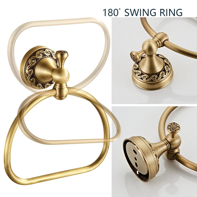 Brass Towel Ring - Bronze Towel Racks Wall Mounted Hand Towel Holder for Bathroom - Kitchen & Bathroom Towel Rack - Brass Towel Hanger - Bathroom Towel Holder - Hand Towel Rack