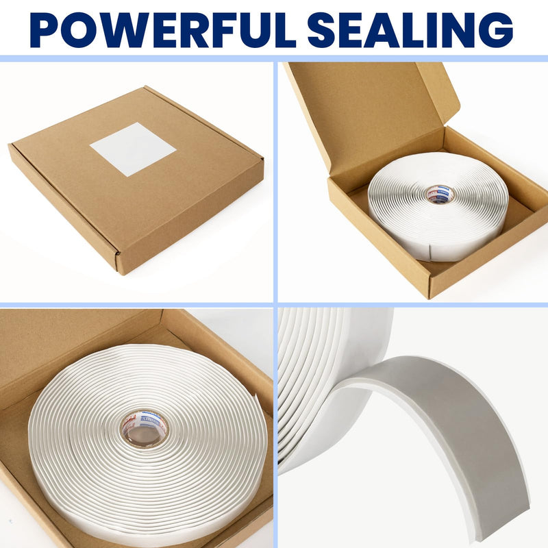 ADHES Premium Butyl Sealant Tape 1" x 30 'x 1/8" White Butyl Rubber Sealant Tape for RVs, Vehicles, Marine and Home Repair – Ideal for Headlights, Windows, Doors, and Windshields 1" x 1/8" x 30'