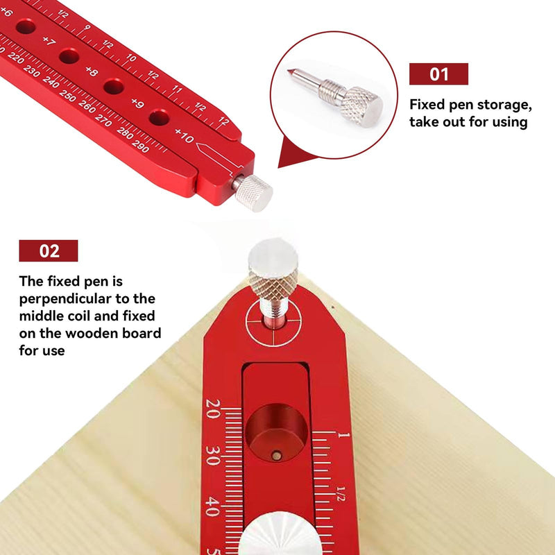 Woodworking Compass Scriber, Woodworking Circle Ruler Aluminium Alloy Adjustable Woodworking Circular Drawing Tool for Carpenter Tool