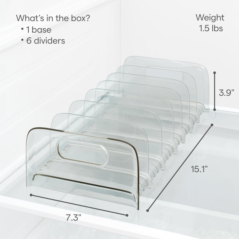 YouCopia FreezeUp Freezer Rack, BPA-Free Clear Fridge Organizer with Adjustable Dividers and Handles for Frozen Food Box and Meal Storage, 15 Freezer Rack, 15"