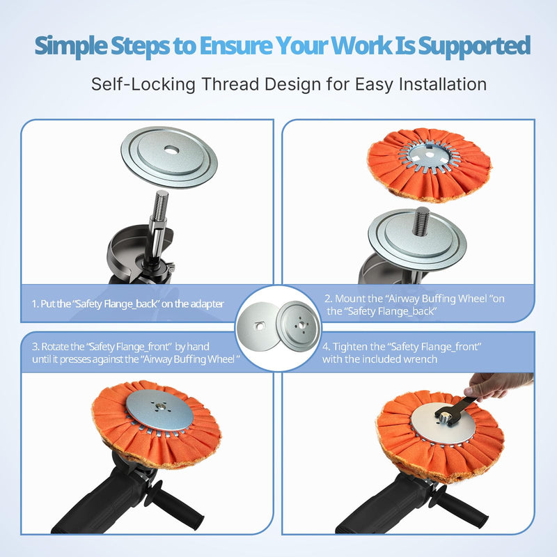 Neeki Aluminum Insertable Self-Clamping Safety Flange for Airway Buffing & Polishing Wheels with 5/8" Arbor Hole, Fits Airway Buffs with 3" Center Plates ，No Need to Removing Center Plates