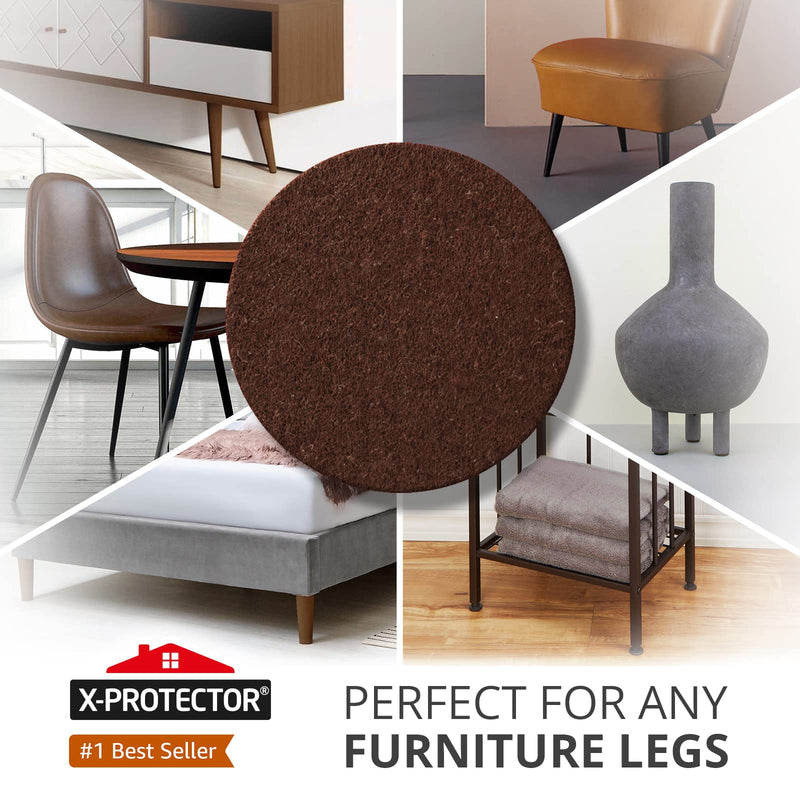 X-PROTECTOR Felt Furniture Pads - 56 PCS 3/4" - Felt Pads Floor Protectors - Chair Felt Pads - Felt Pads for Furniture Feet - Furniture Pads for Hardwood Floors - Protect Your Floors! (Brown, Round) 3/4" 56 Brown, Round