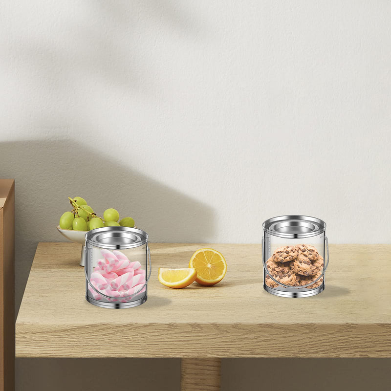 24 PCS Clear Paint Cans Mini Empty Bucket with Metal Lids