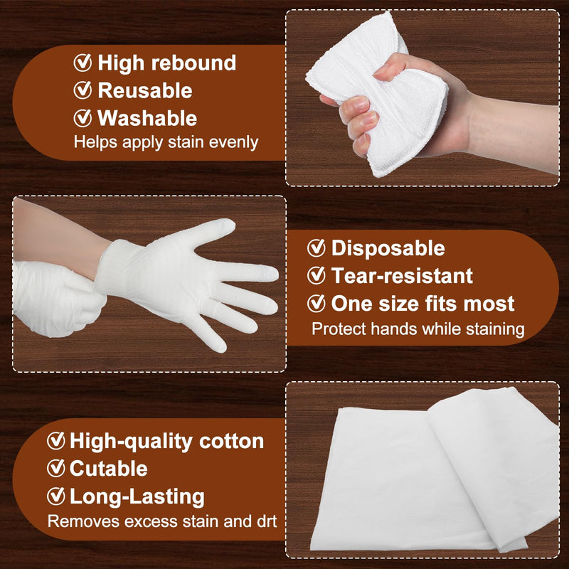 Ziliny 60 Pcs Wood Stain Pads Applicator Kit for Oil Based Finishes