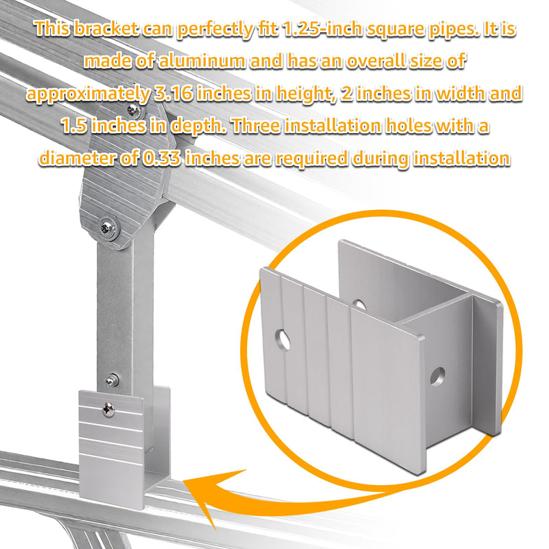 2PCS Extra Tall Pontoon Bimini H-Bracket for 1-1/4" Square Aluminum Tubing | Fit for Bimini Top Support Polesto Raise Hardware Off Rail, Protect Furniture for Pontoon Boats 2 Pieces