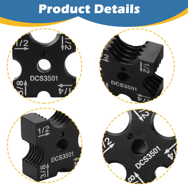 DCS3501 Cutting Die Set for DE-Walt Threaded Rod Cutter DCS35012 with 4-Sided Rotatable Cutter & Size Markings