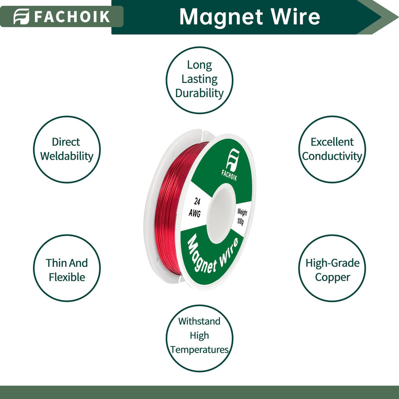 24 AWG-100g Magnet Wire - Enameled Wire - Enameled Magnet Winding Wire Used for Transformers Inductors (100g, 24AWG) 1