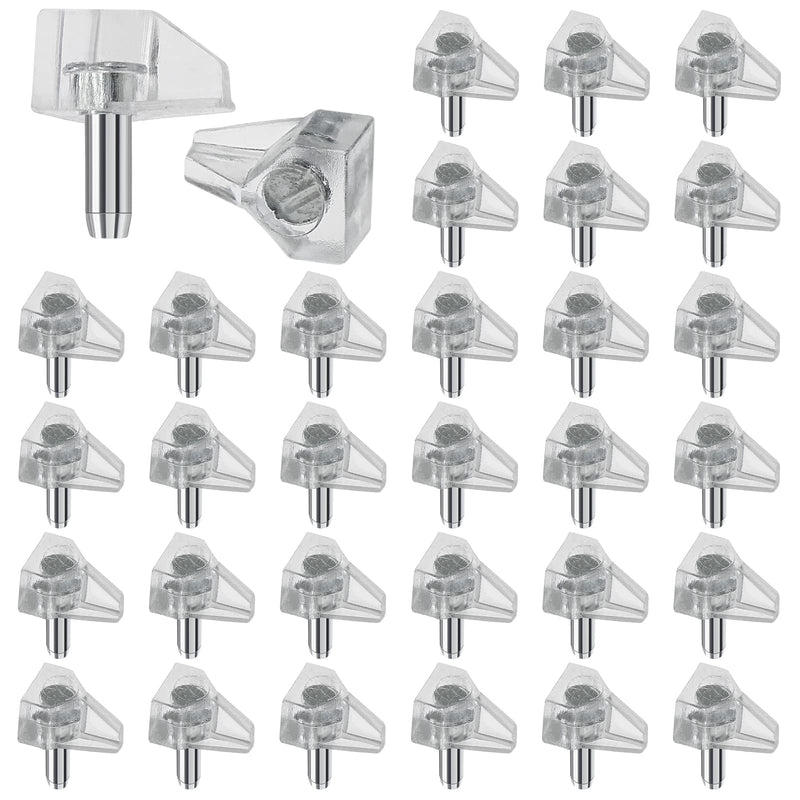 30pcs 1/8 Inch (3mm) Shelf Support Peg, Clear Plastic Cabinet Shelf Pins, Shelf Supports Pins for Closet, Kitchen, Furniture Shelves Holder Pegs 1/8 Inch (3mm) Clear-30pcs
