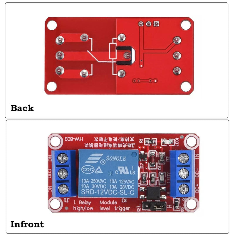 10 PCS 12V 1 Channel Relay Module with Optocoupler Isolation, Relay Board with High/Low Level Trigger Jumper, 250V/10A AC or 30V/10A DC Load, Fault-Tolerant Design 1 Channel 12V-10Pcs