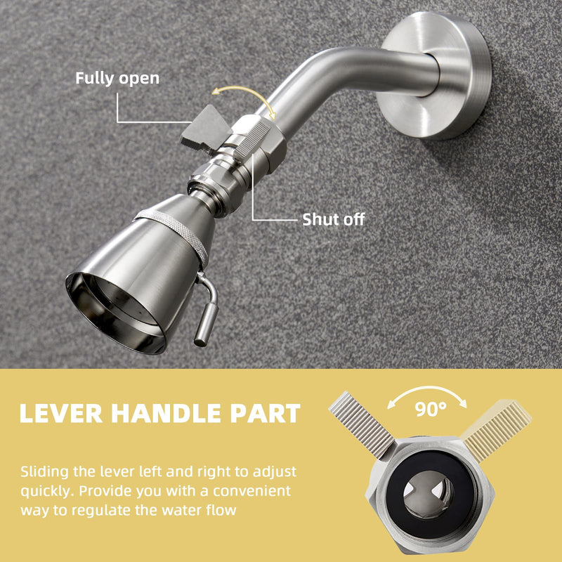 APLusee Water Flow Control Valve, Brass Shower Head Flow Restrictor, Brushed Nickel