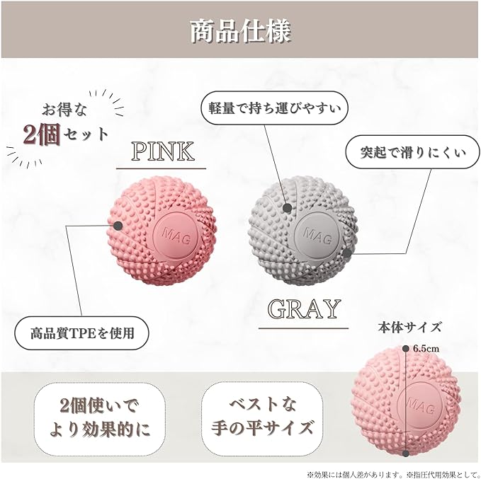 Hogme Massage Ball Set of 2 Myofascial Release Balls Neck Waist Traction Point Stretch Ball (Grey & Pink) - NewNest Australia