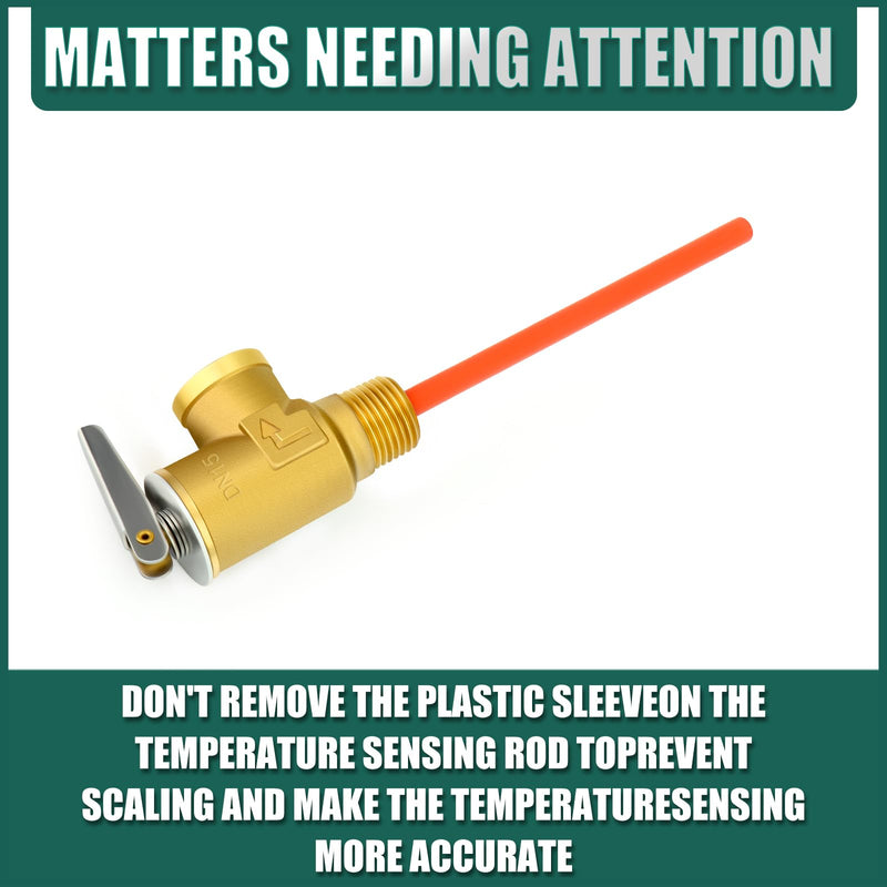 DN20 Brass RV Water Heater Temperature and Pressure Relief Valve,3/4" NPT Thread, 150PSI 210°F, with Extended Epoxy-Coated Probe, for Hot Water Heaters/Tanks 3/4" NPT（Epoxy-Coated Probe）