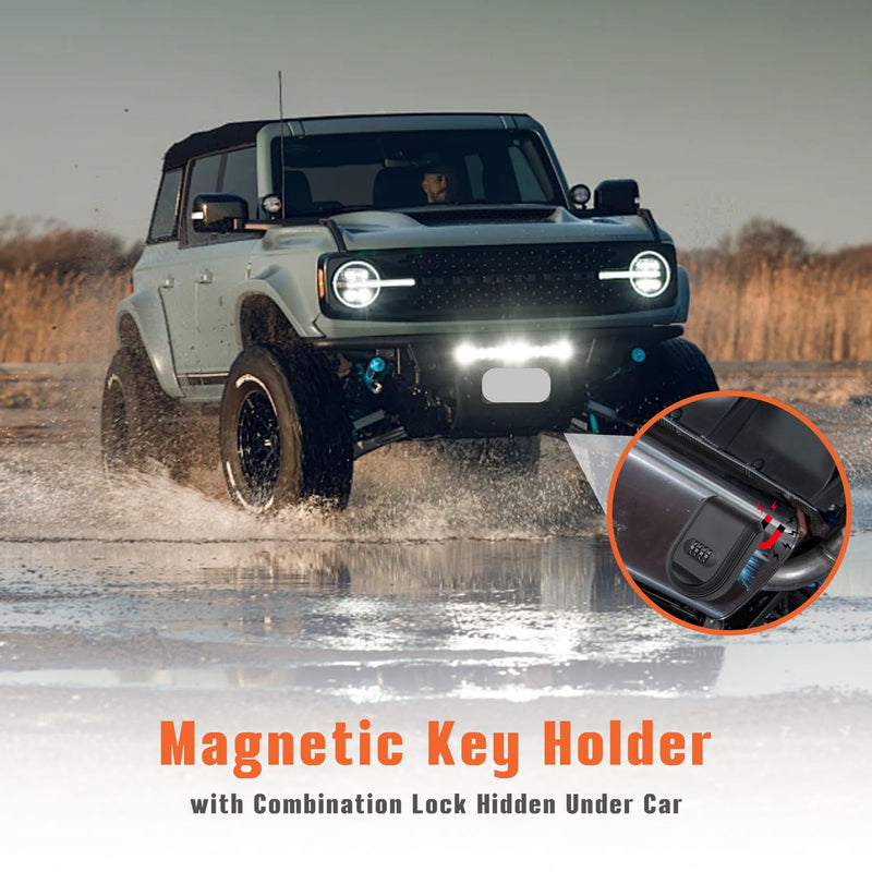 Magnetic Key Box with Combination Lock, Car Key Lock Box with Strong Magnet to Hide Spare Keys Indoors, Outdoors, Magnetic Key Holder for Under Car (Black) Black