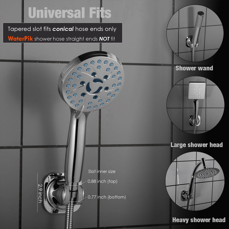 Hand held Shower Head Holder - 5 Angles Adjustable - Slide to Fit - Adhesive Screw Options for Multiple Surfaces - Minimal Shower Wand Holder (Chrome) Chrome