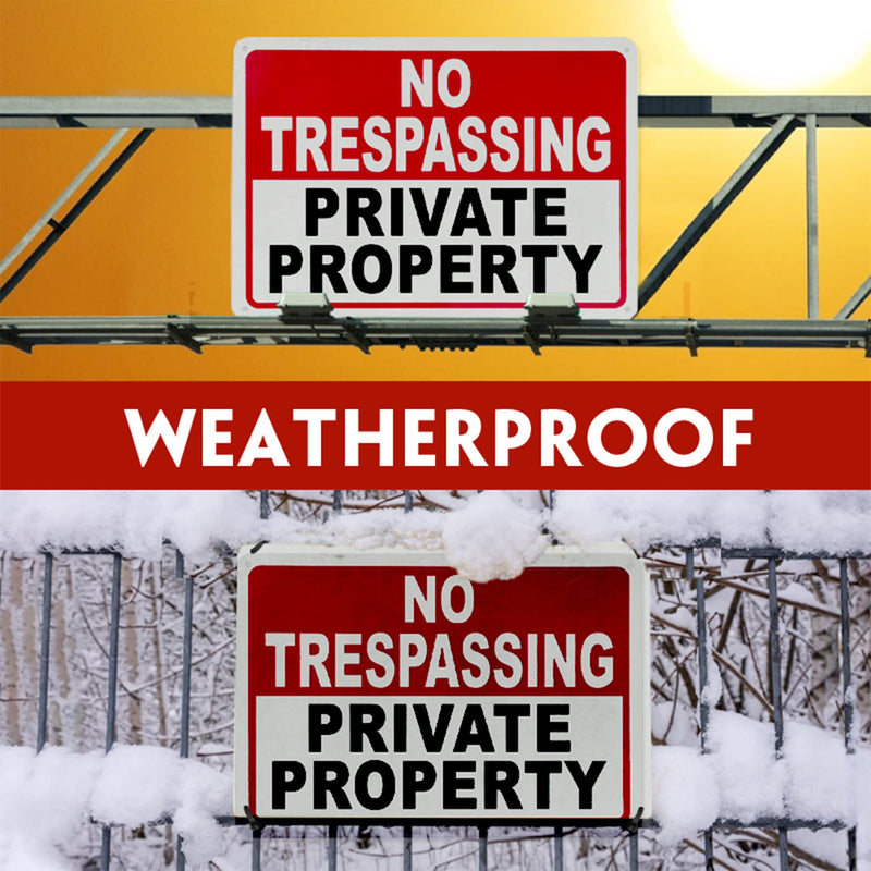 2 Pack No Trespassing Signs Private Property Metal Signs 10x7 Inch 40 Mil Rust Free Aluminum, UV Printing, Weatherproof, Easy to Read & Mount, Security Keep Out Outdoor Sign for Home Business 2PC-Private Property Sign